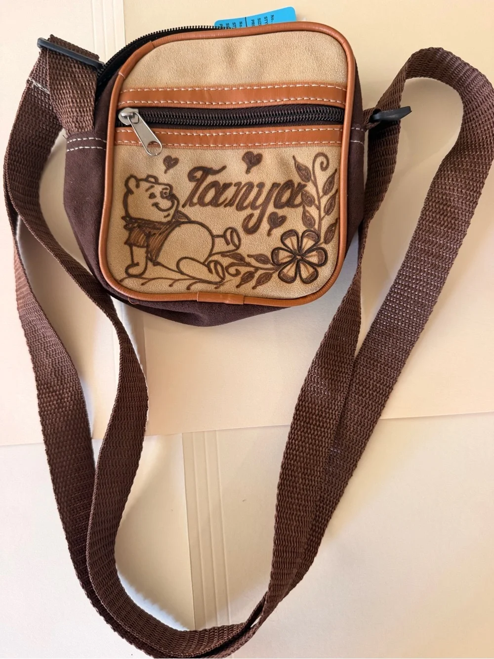 Small Crossbody Bag in Brown and Cream